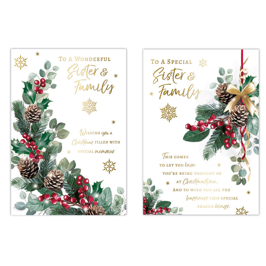 Poppyhill C50 Christmas Cards Sister & Family 12pk - Tiger Feet Ireland