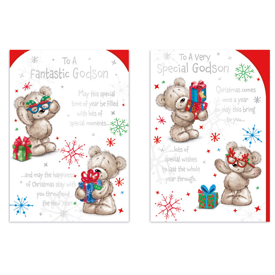 Poppyhill C50 Christmas Cards Godson 12pk - Tiger Feet Ireland