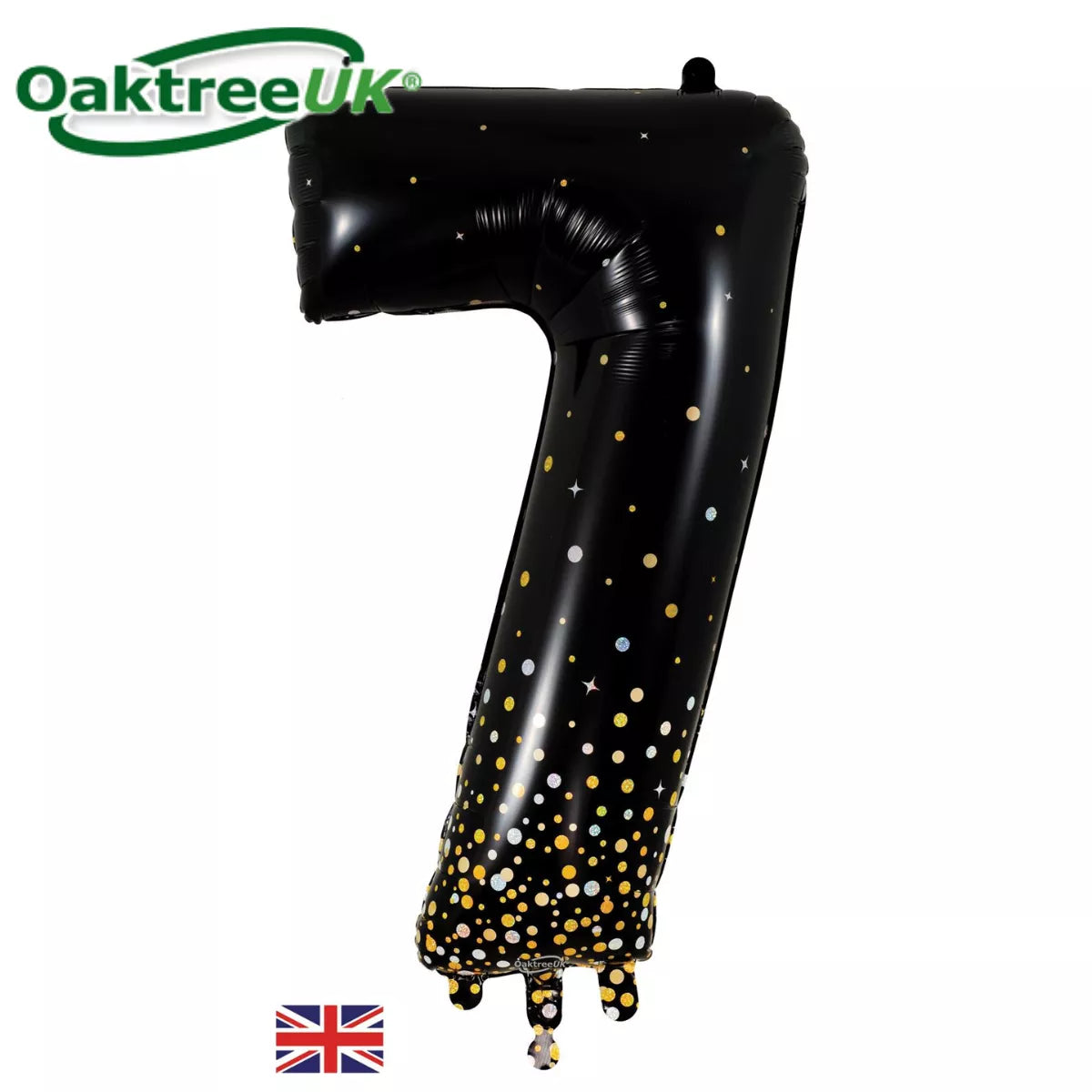 Foil Balloon 34" Big Number Holo. Black Gold - Tiger Feet Ireland