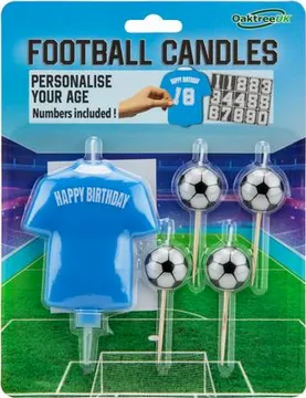 Oaktree Party Candles Light Blue Football 8cm - Tiger Feet Ireland