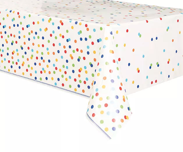 Plastic Tablecover 54" x 84" Polka Dot Rainbow - Tiger Feet Ireland