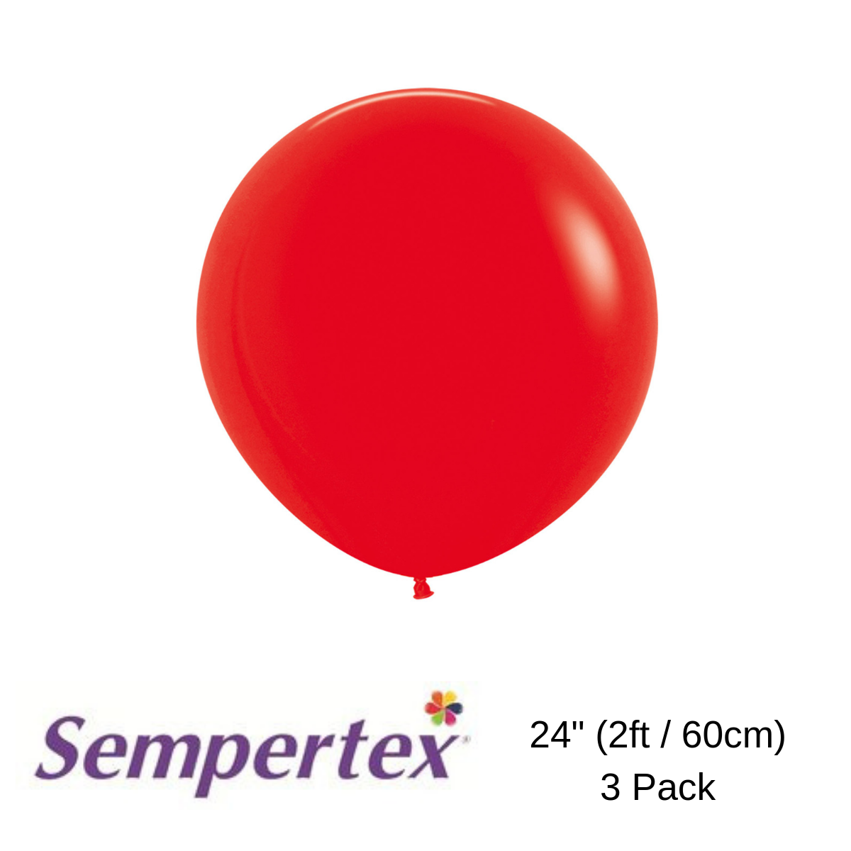 3pk Latex Balloon 24in Fashion Red Sempertex - Tiger Feet Ireland