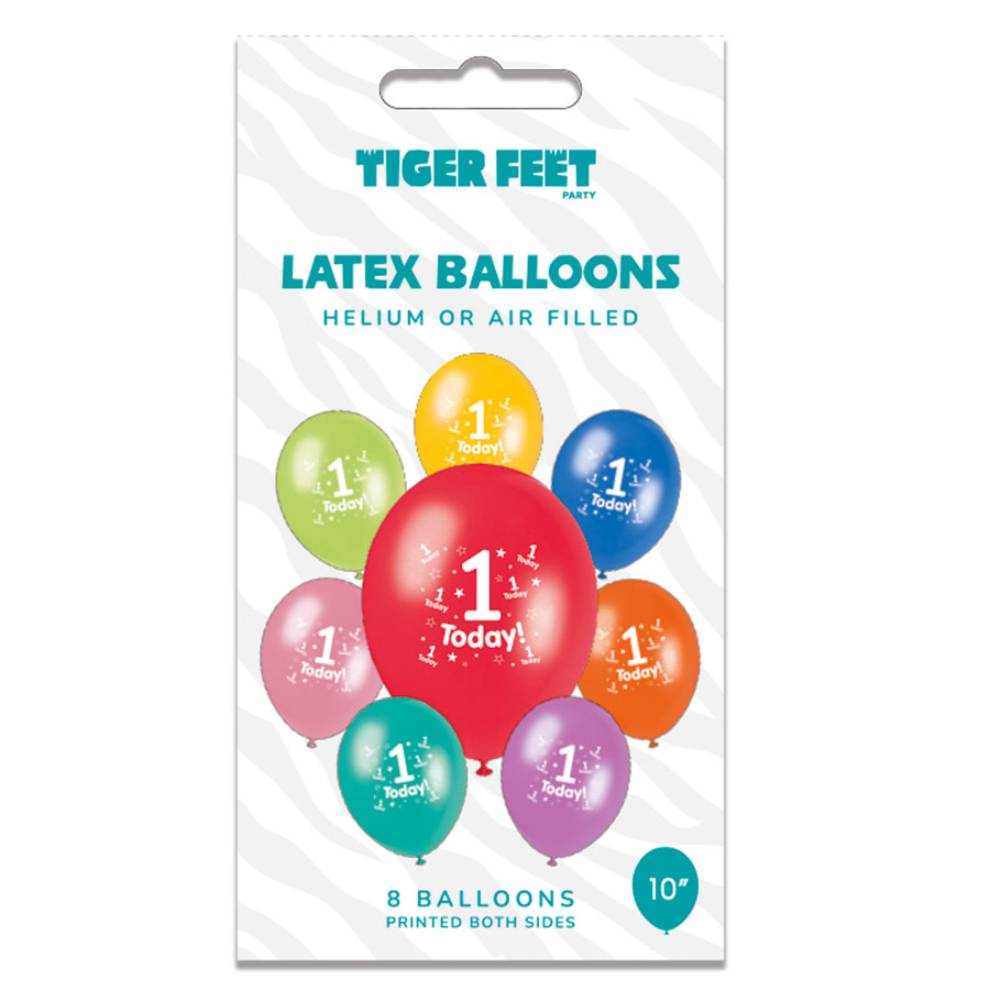 6 x 8pk Latex Balloons Birthday Age 1 - Tiger Feet Ireland