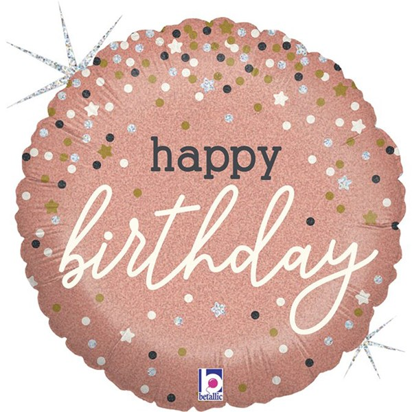 Foil Balloon 18" Round Rose Gold Confetti Birthday - Tiger Feet Ireland