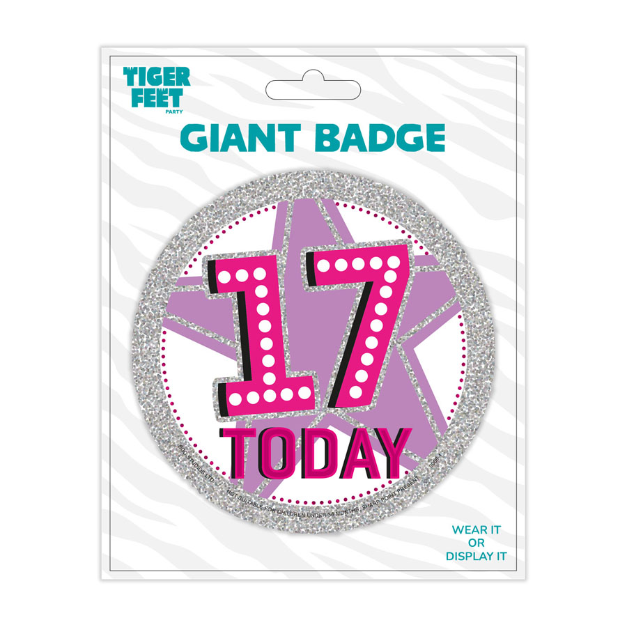 6pk Big Badges Birthday Age 17 - Tiger Feet Ireland