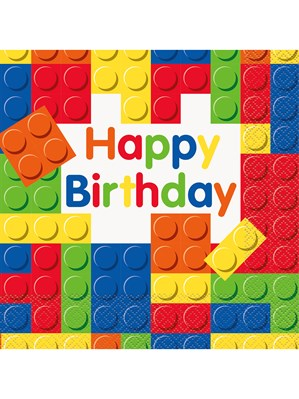 Luncheon Napkins Happy Birthday Blocks 16pk - Tiger Feet Ireland
