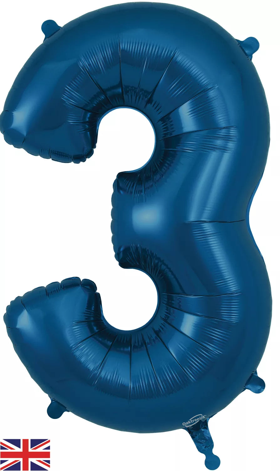 Foil Balloon 34" Number 3 Navy Blue - Tiger Feet Ireland