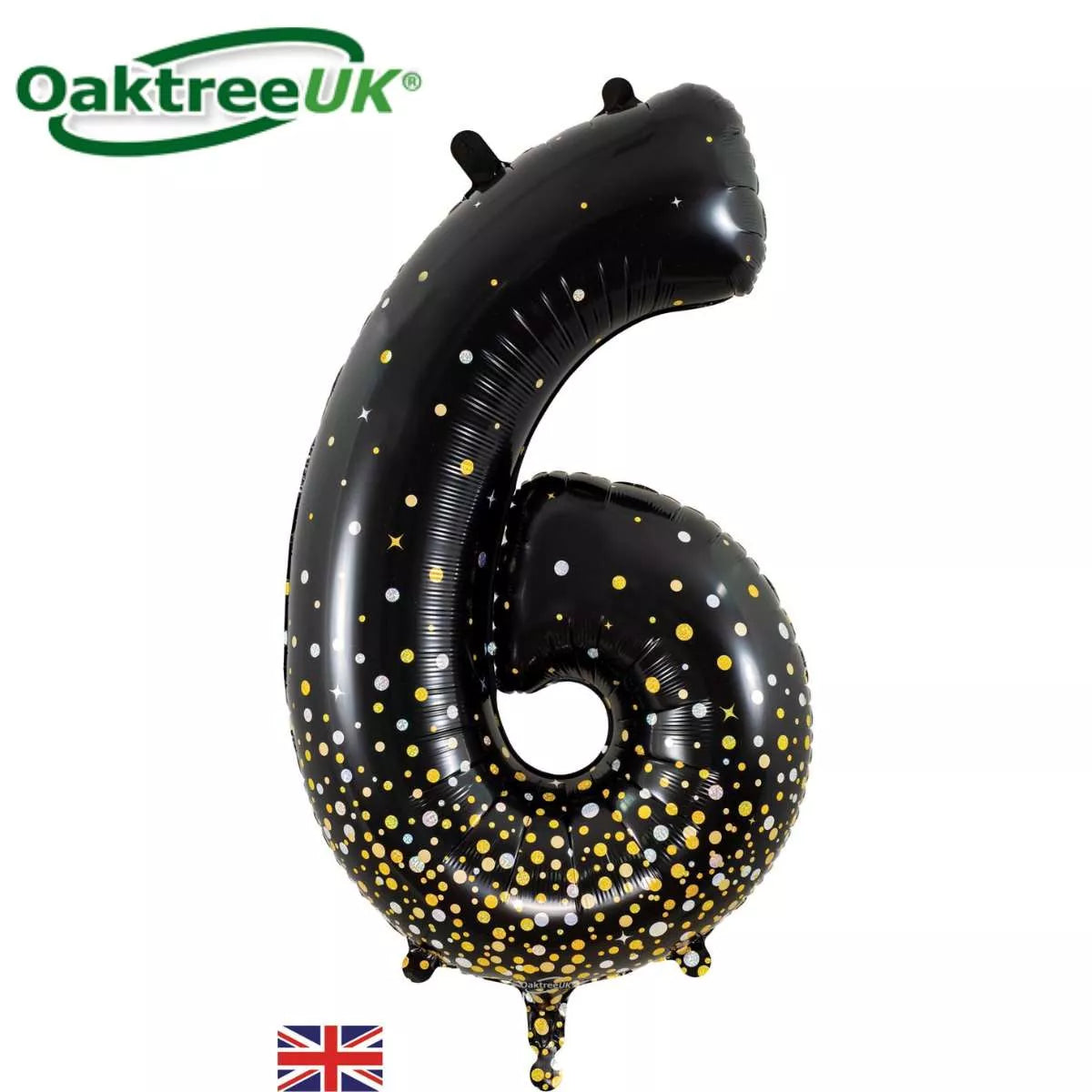 Foil Balloon 34" Big Number Holo. Black Gold - Tiger Feet Ireland