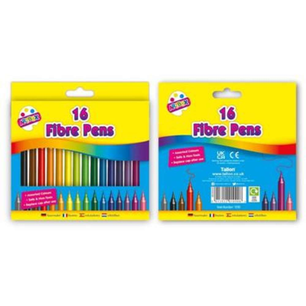 12pk Fine Tip Fibre Colouring Pens 16pcs - Tiger Feet Ireland