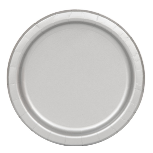 16ct Paper Plates 9" Round Silver - Tiger Feet Ireland