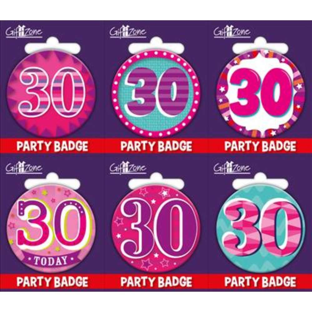6pk Small Badges Birthday Age 30 - Tiger Feet Ireland