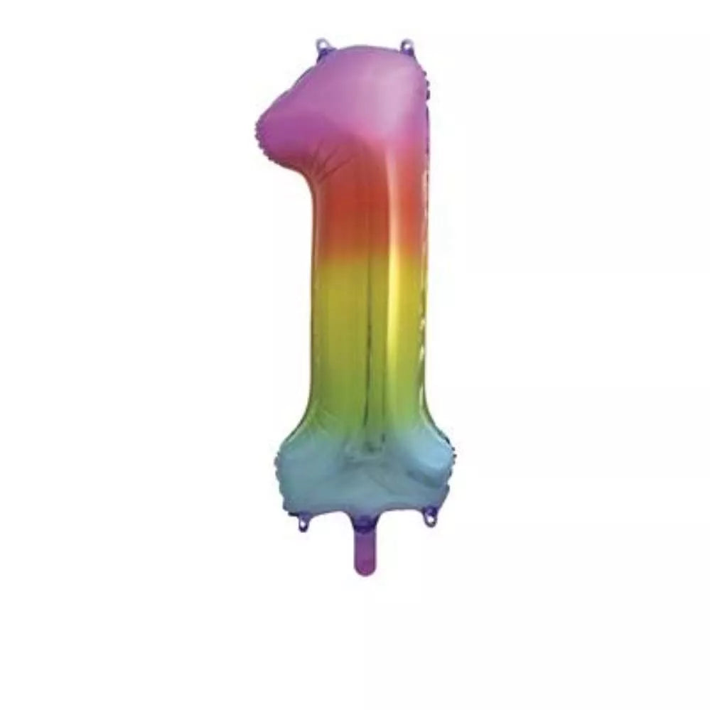 Foil Balloon 34" Big Number Rainbow - Tiger Feet Ireland