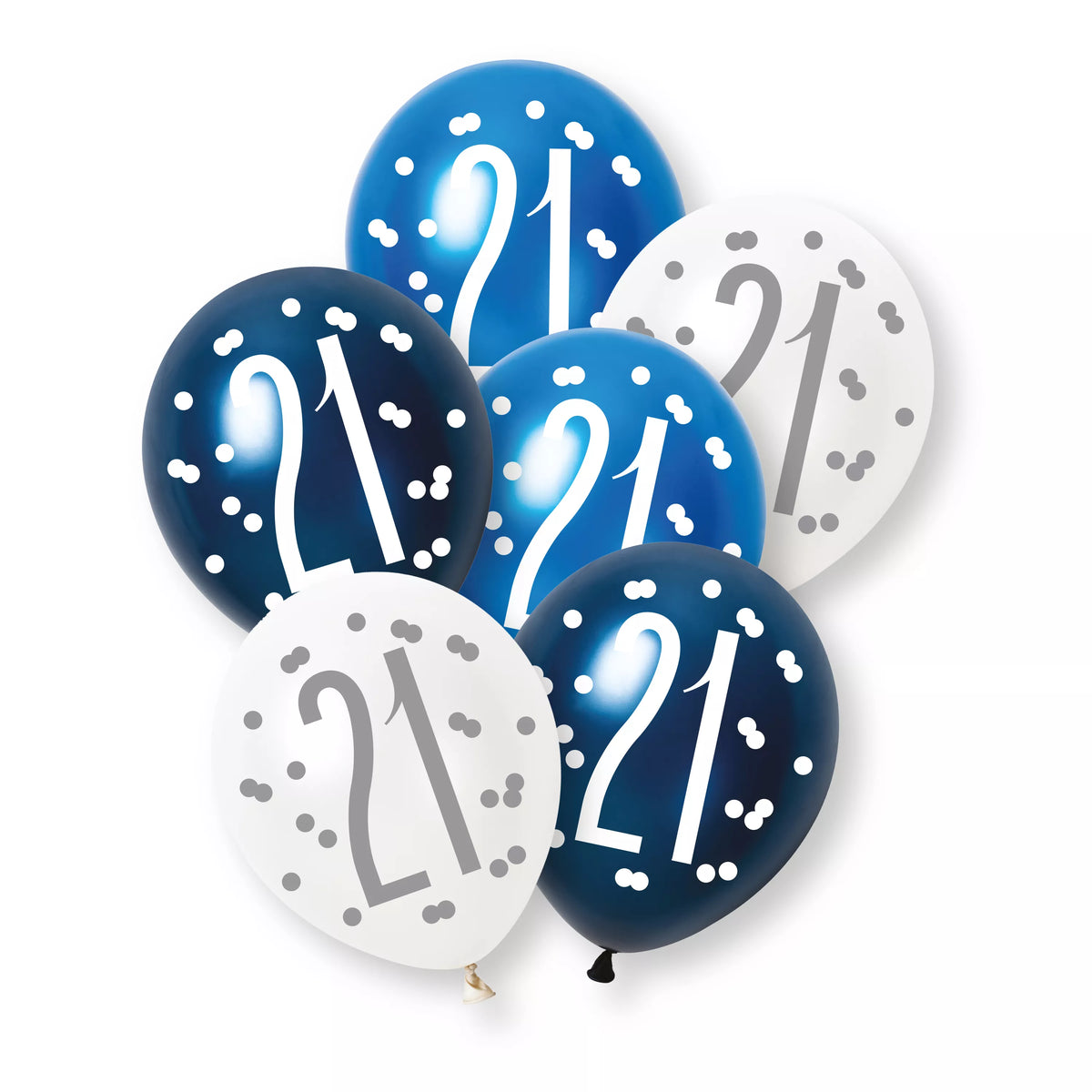 6ct Latex Balloon 12in Blue Number 21 - Tiger Feet Ireland
