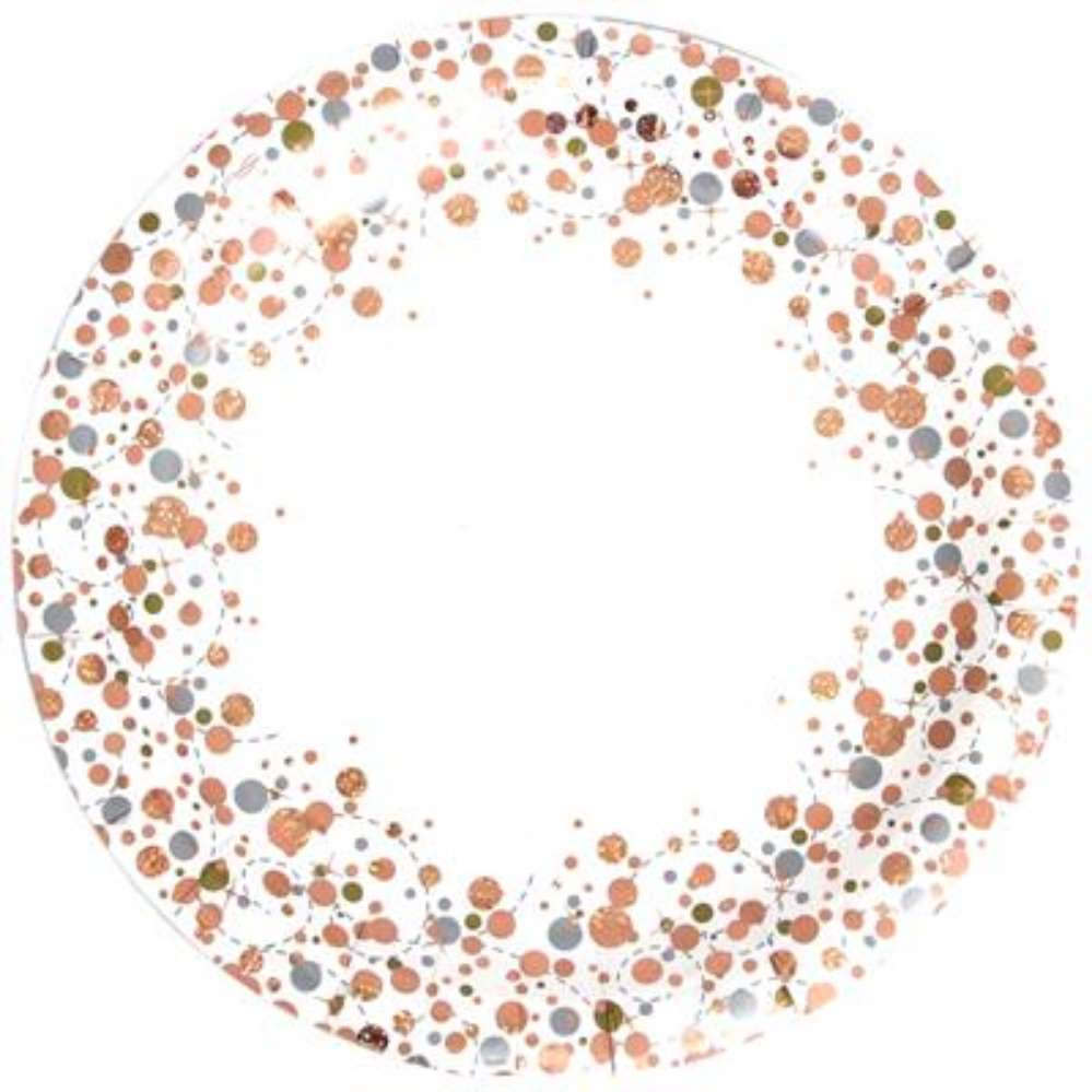 8ct Paper Plates 23cm Rose Gold Sparkling Fizz - Tiger Feet Ireland