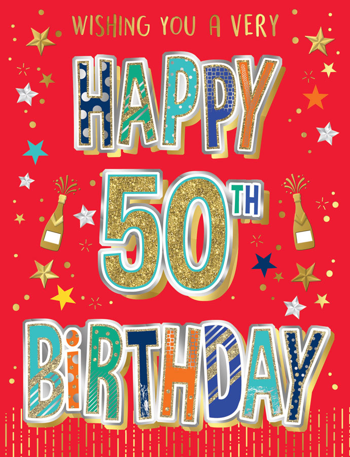 6pk Cards ED C50 Age 50 Text On Red - Tiger Feet Ireland
