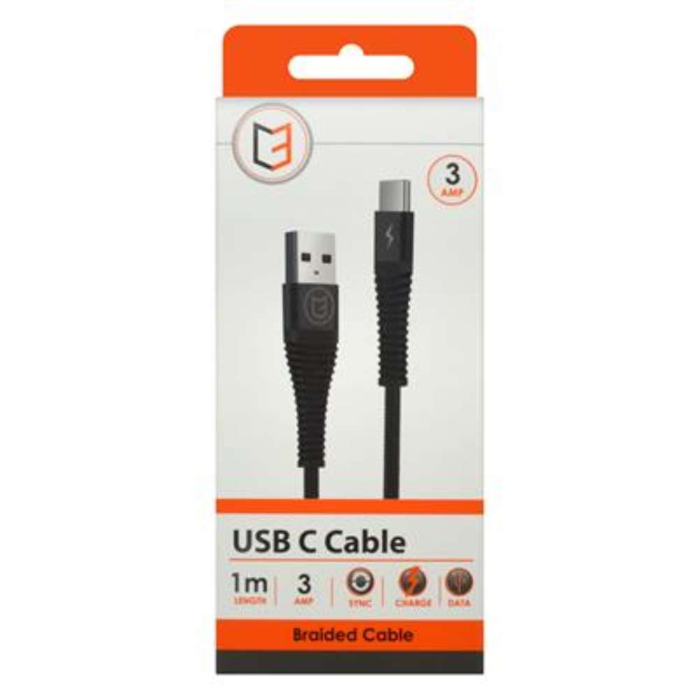 Braided Cable Type C 1m 3Amp - Tiger Feet Ireland