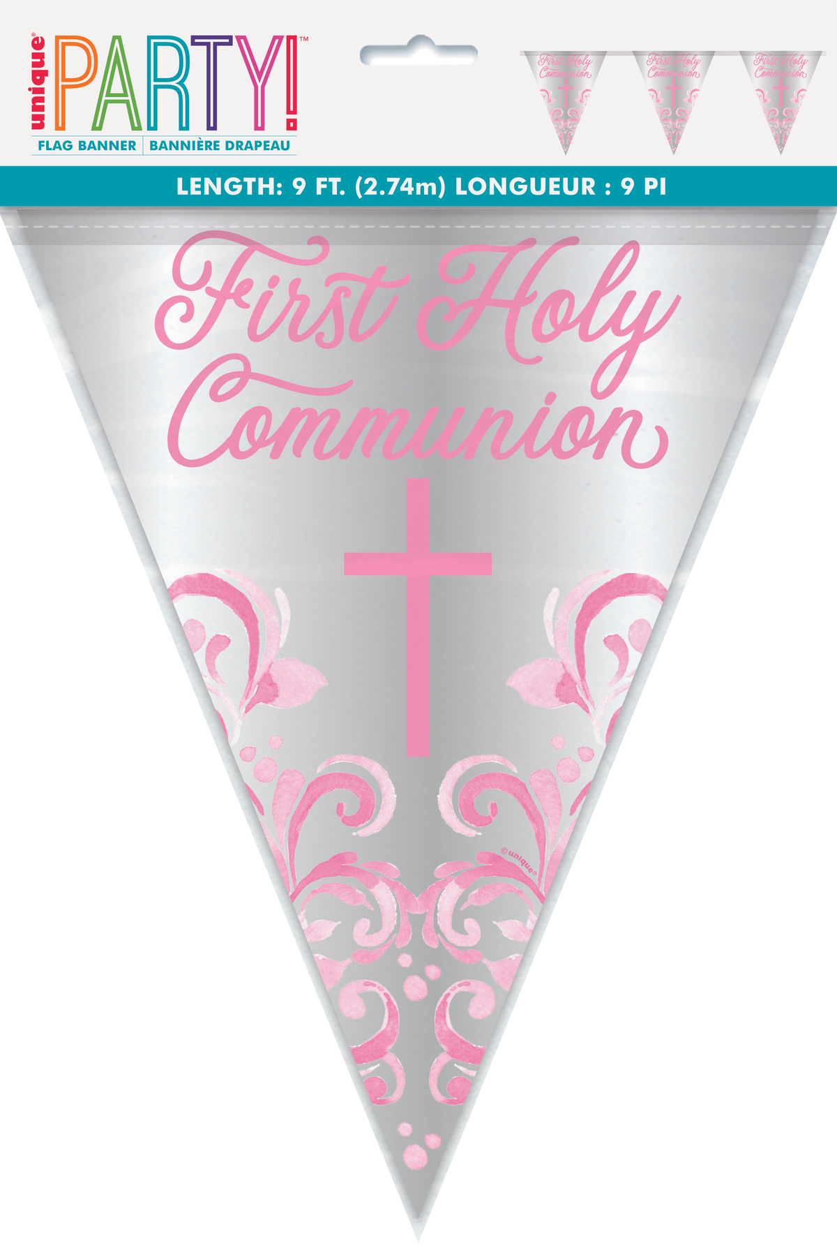 Foil Banner 9ft Holy Cross Communion Flag Pink - Tiger Feet Ireland