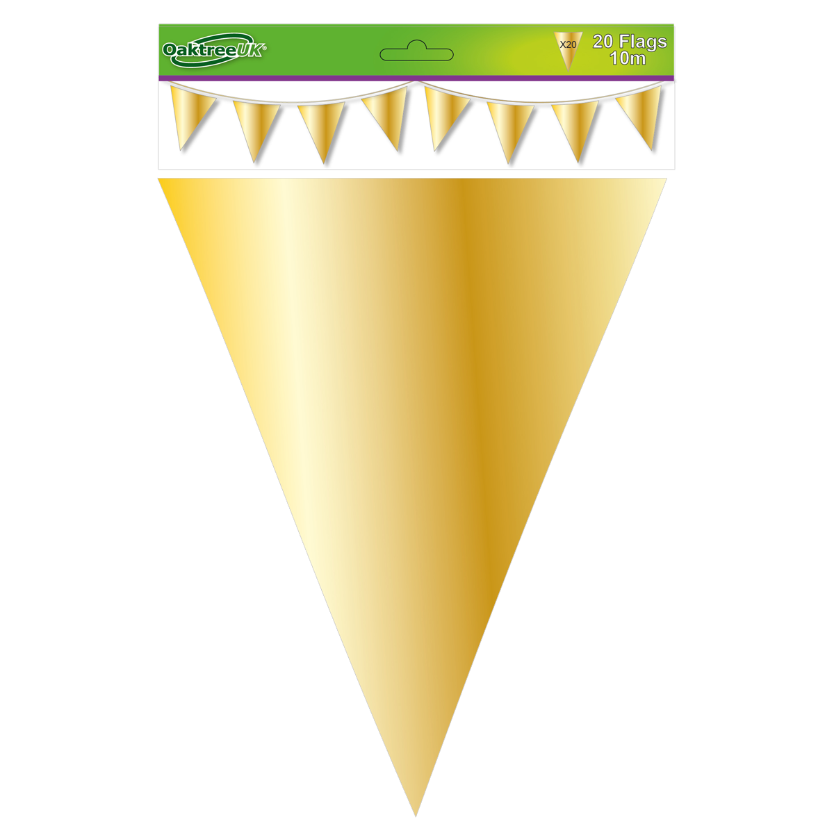 10m Metallic Solid Colour Bunting 20 Flags Gold - Tiger Feet Ireland