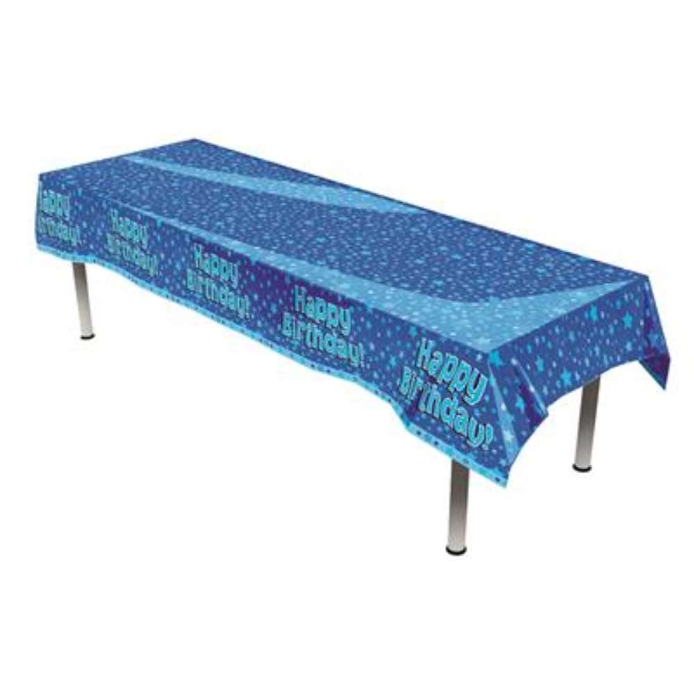 Plastic Tablecover Blue Happy Birthday - Tiger Feet Ireland