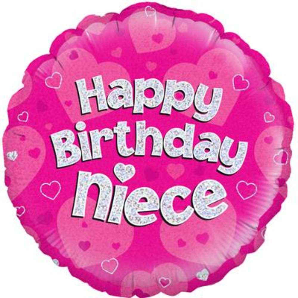 Foil Balloon 18" Round Happy Birthday Niece - Tiger Feet Ireland