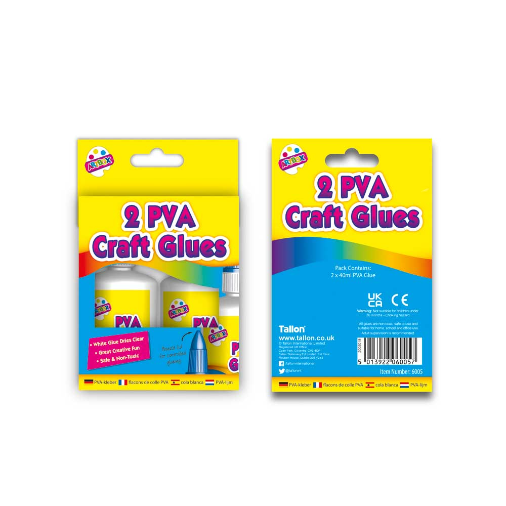 2 x 40ml White PVA Glue Bottles - Tiger Feet Ireland
