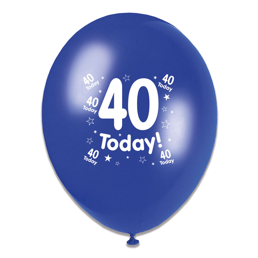 6 x 8pk Latex Balloons Birthday Age 40 - Tiger Feet Ireland