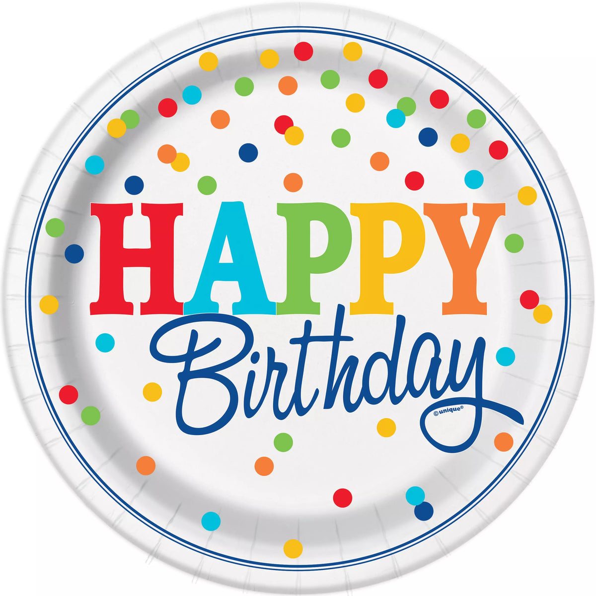 8ct Paper Plates 9" Happy Birthday Polka Dots - Tiger Feet Ireland