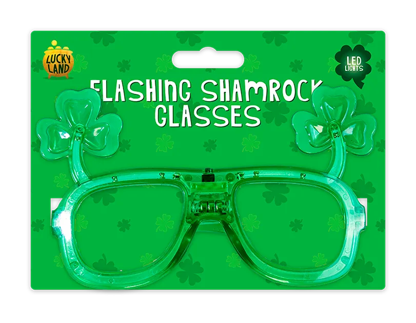 LED Glasses Flashing Shamrock St.Patrick Day - Tiger Feet Ireland