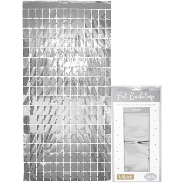 Silver Retangle Foil Backdrop 1m x 2m - Tiger Feet Ireland