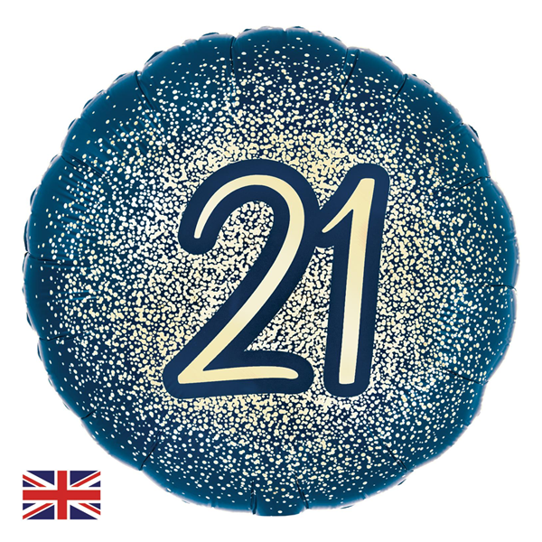Foil Balloon 18" Round Metallic Glitter Age 21 - Tiger Feet Ireland