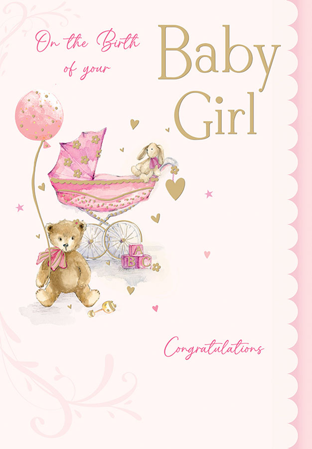 6pk Cards ED C75 Baby Girl Teddy Bear - Tiger Feet Ireland