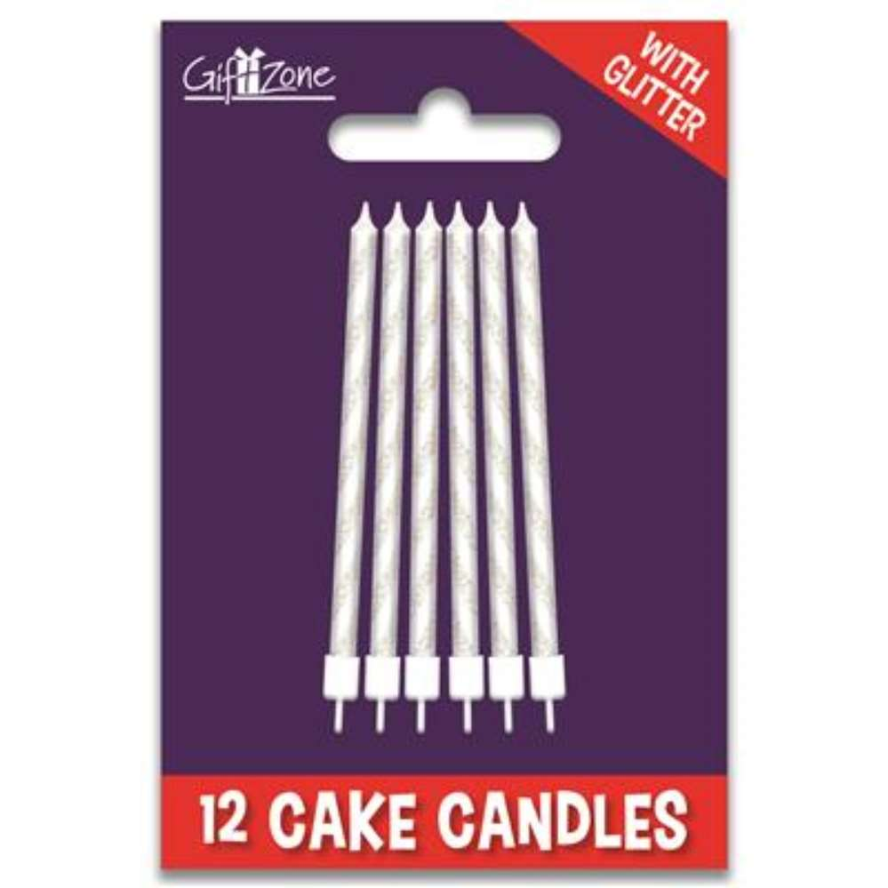 6pk Glitter Candles Glitter White - Tiger Feet Ireland