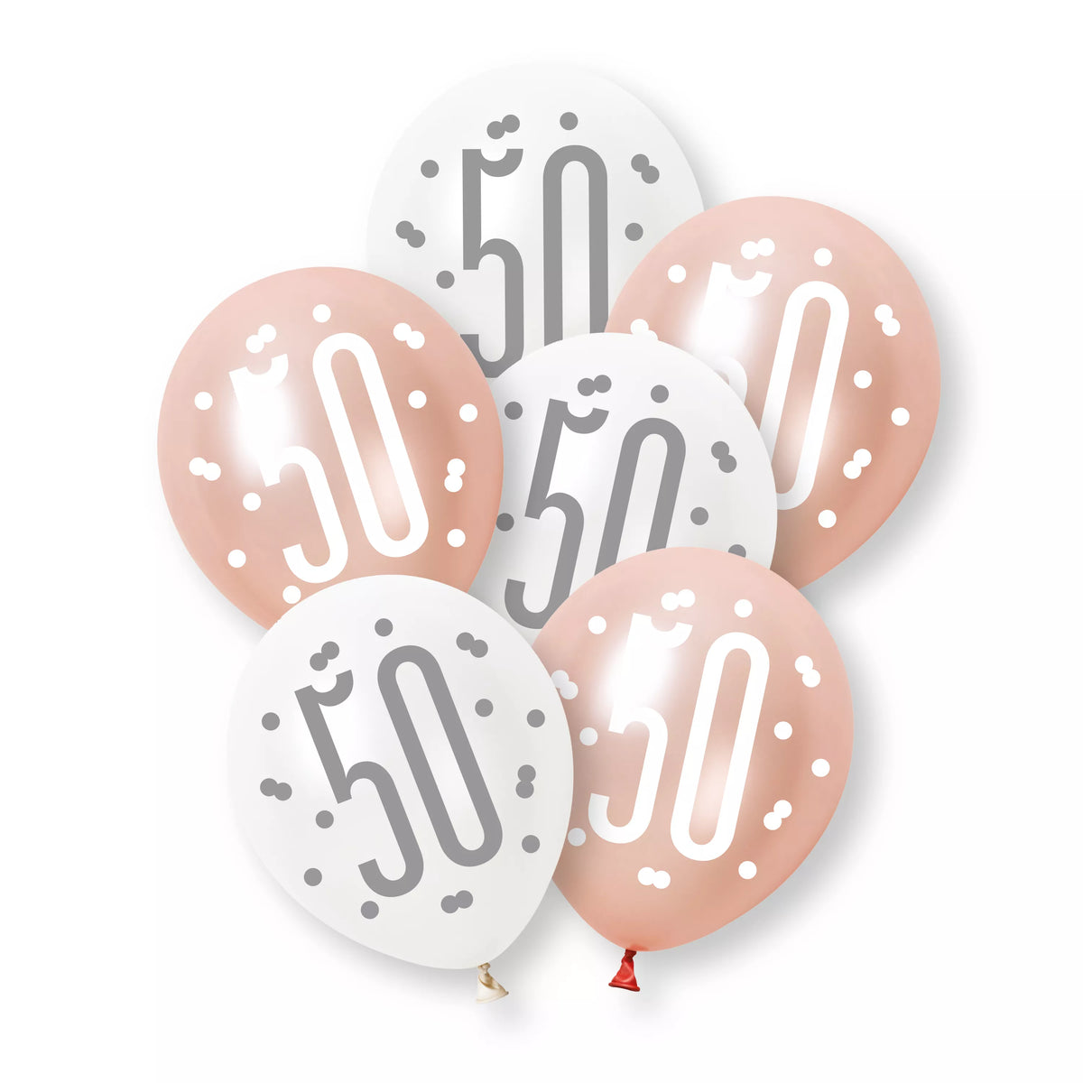 6ct Latex Balloon 12in Rose Gold Number 50 - Tiger Feet Ireland