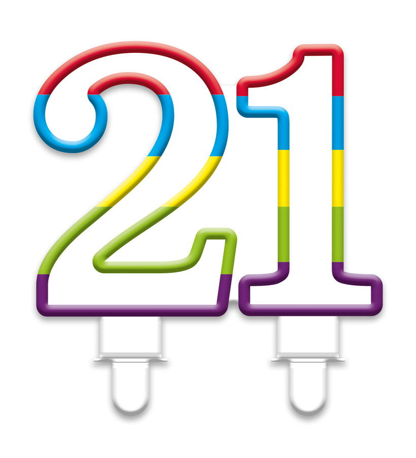 6pk Numeral Candles Glitter Birthday Age 21 - Tiger Feet Ireland