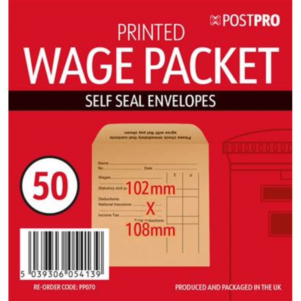 50pk Wage Envelopes Printed - Tiger Feet Ireland
