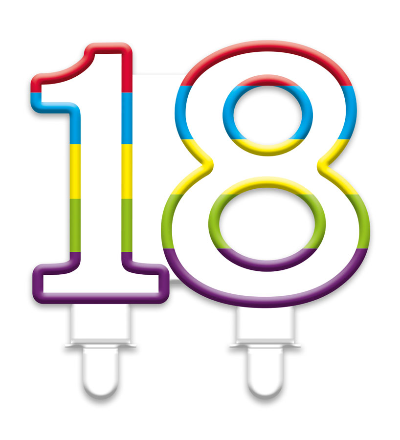 6pk Numeral Candles Glitter Birthday Age 18 - Tiger Feet Ireland