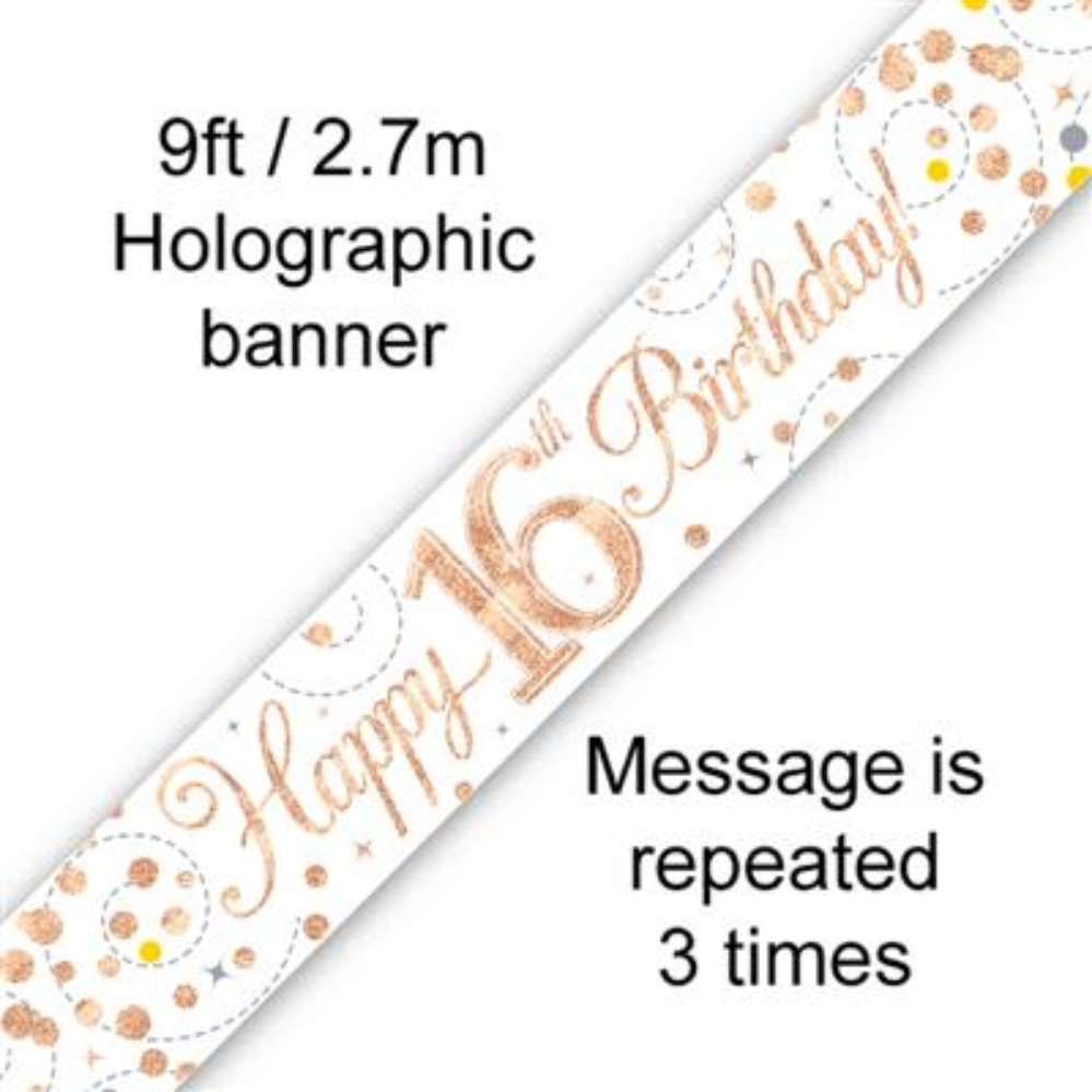 9ft Banner Sparkling Birthday 16th - Tiger Feet Ireland