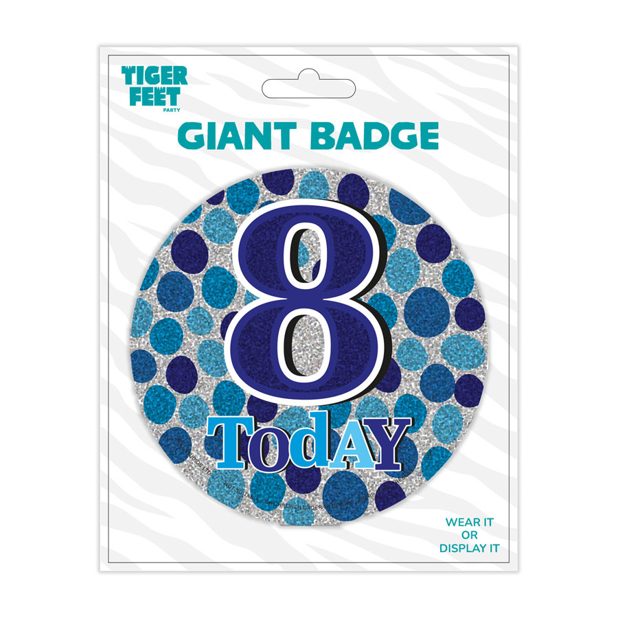 6pk Big Badges Birthday Age 8 - Tiger Feet Ireland