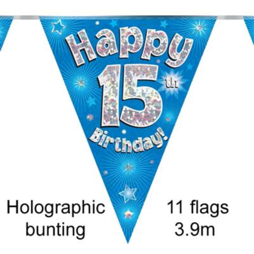 Party Bunting Happy 15th Birthday Blue - Tiger Feet Ireland