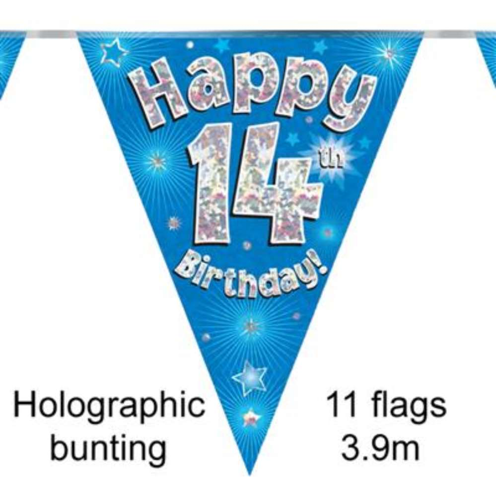 Party Bunting Happy 14th Birthday Blue - Tiger Feet Ireland