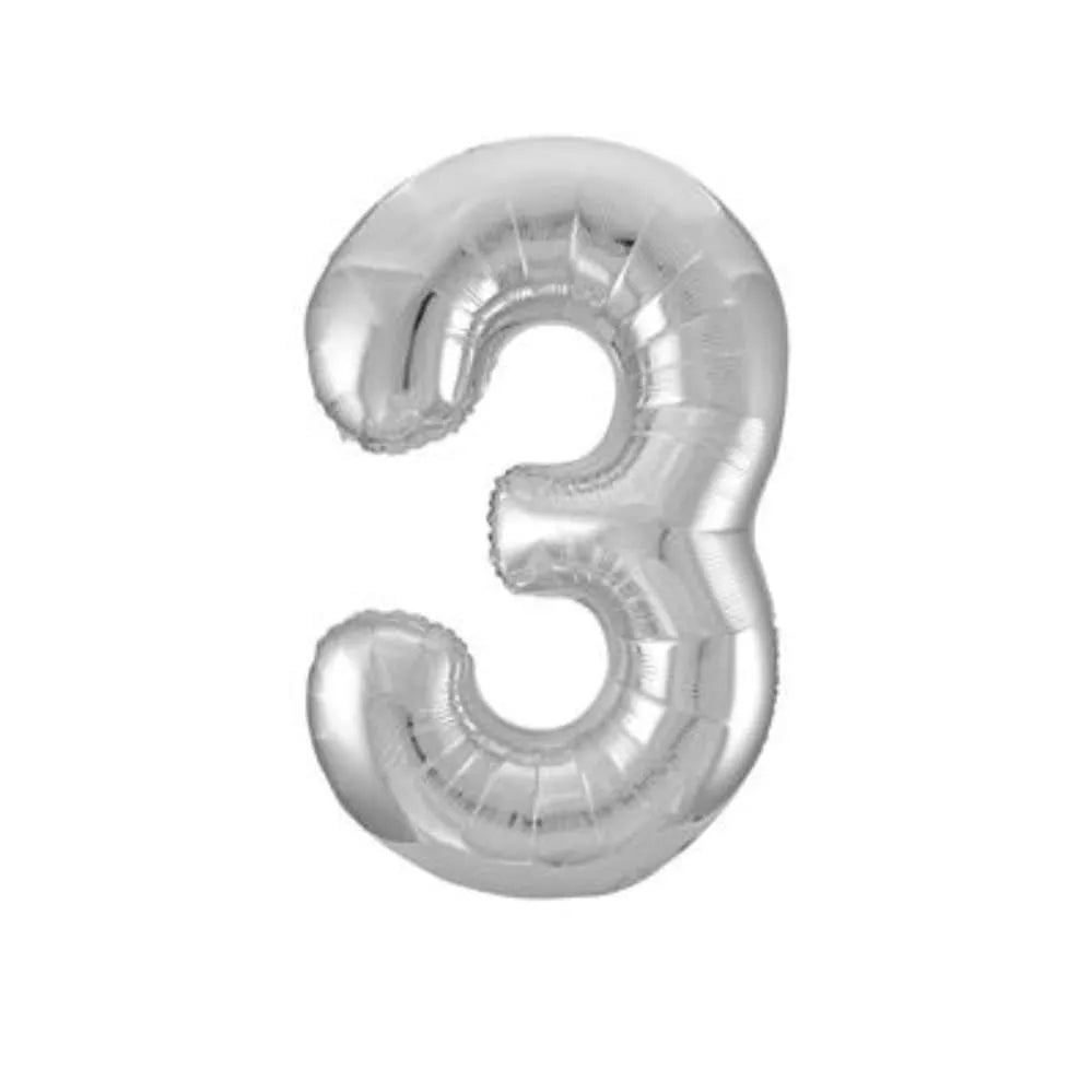 Foil Balloon 34" Big Number Silver - Tiger Feet Ireland