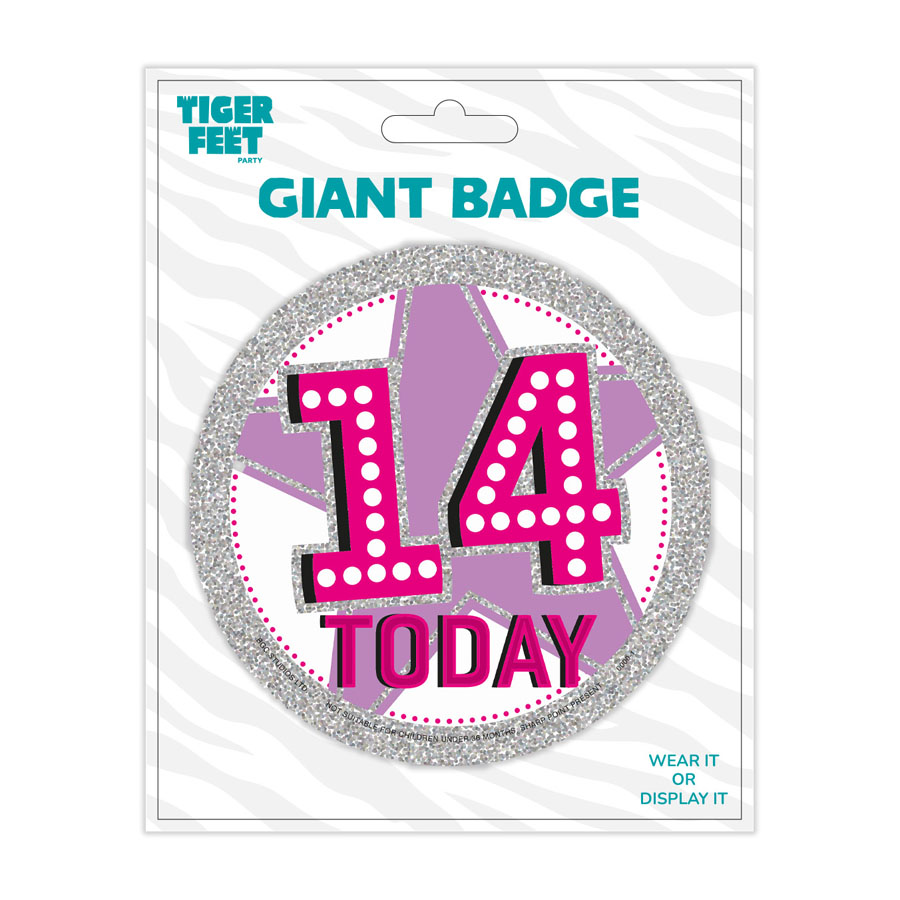 6pk Big Badges Birthday Age 14 - Tiger Feet Ireland