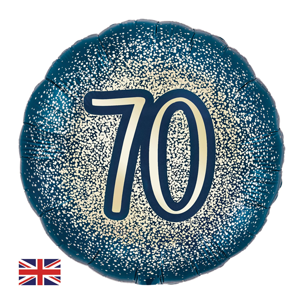 Foil Balloon 18" Round Metallic Glitter Age 70 - Tiger Feet Ireland