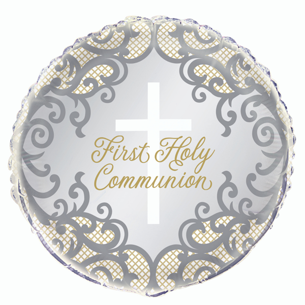 Foil Balloon 18" Gold Cross 1st Holly Communion - Tiger Feet Ireland
