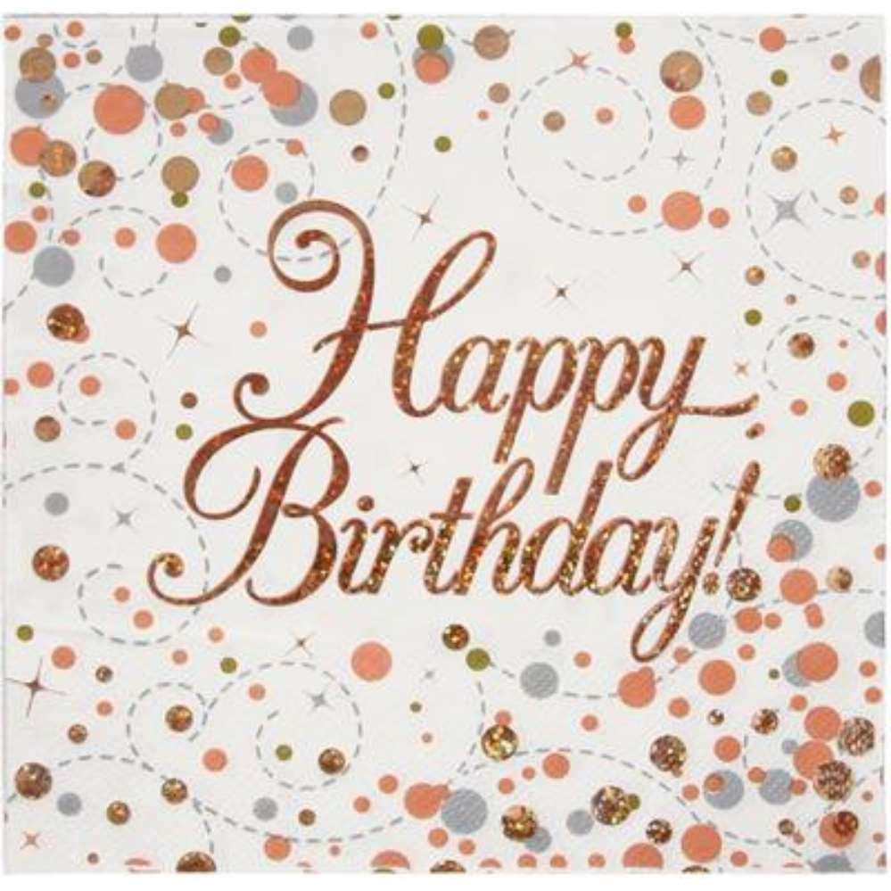 16ct Napkins Happy Birthday 33 x 33cm - Tiger Feet Ireland