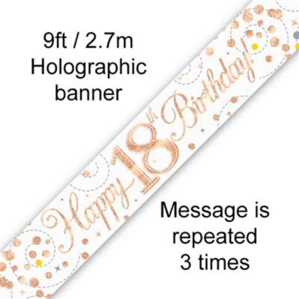 9ft Banner Sparkling Birthday 18th - Tiger Feet Ireland