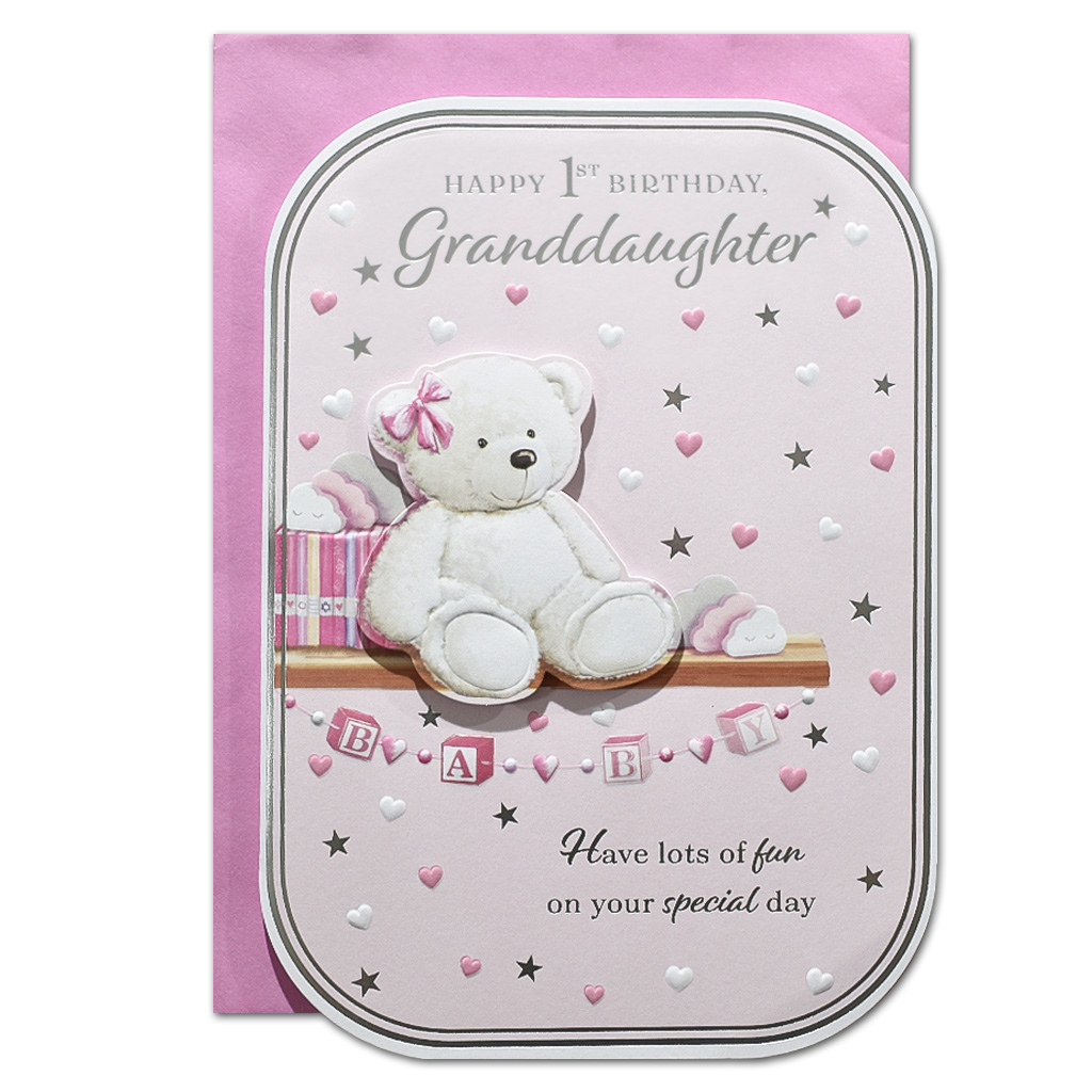 6pk Cards C90 Birthday Age 1 Granddaughter - Tiger Feet Ireland
