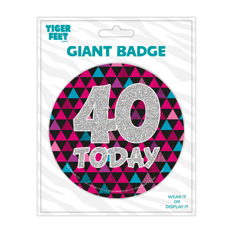 6pk Big Badges Birthday Age 40 - Tiger Feet Ireland