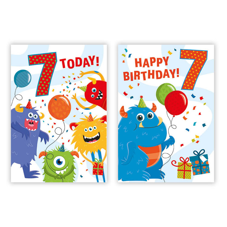 12pk Cards C50 Birthday Age 7 - Tiger Feet Ireland