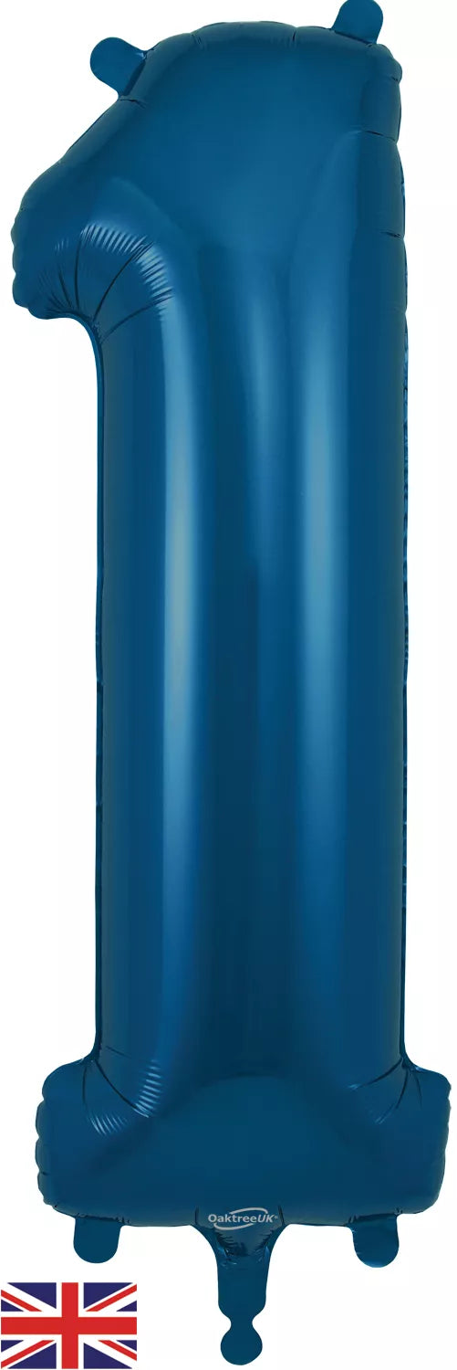 Foil Balloon 34" Number 1 Navy Blue - Tiger Feet Ireland
